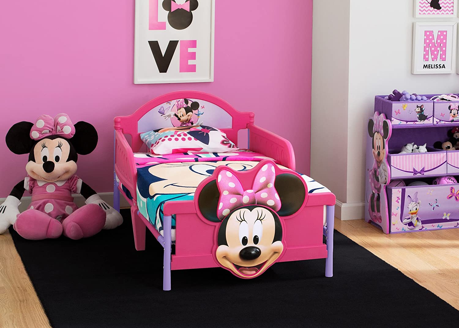 Delta Children - Minnie Mouse Plastic 3d Footboard Toddler Bed W/ Guardrail (Mattress Not Included)