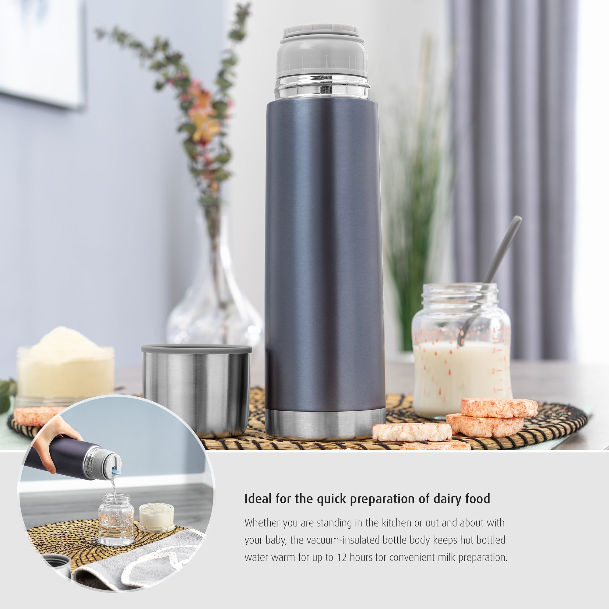 Reer Colour stainless steel vacuum bottle, 500 ml, anthracite