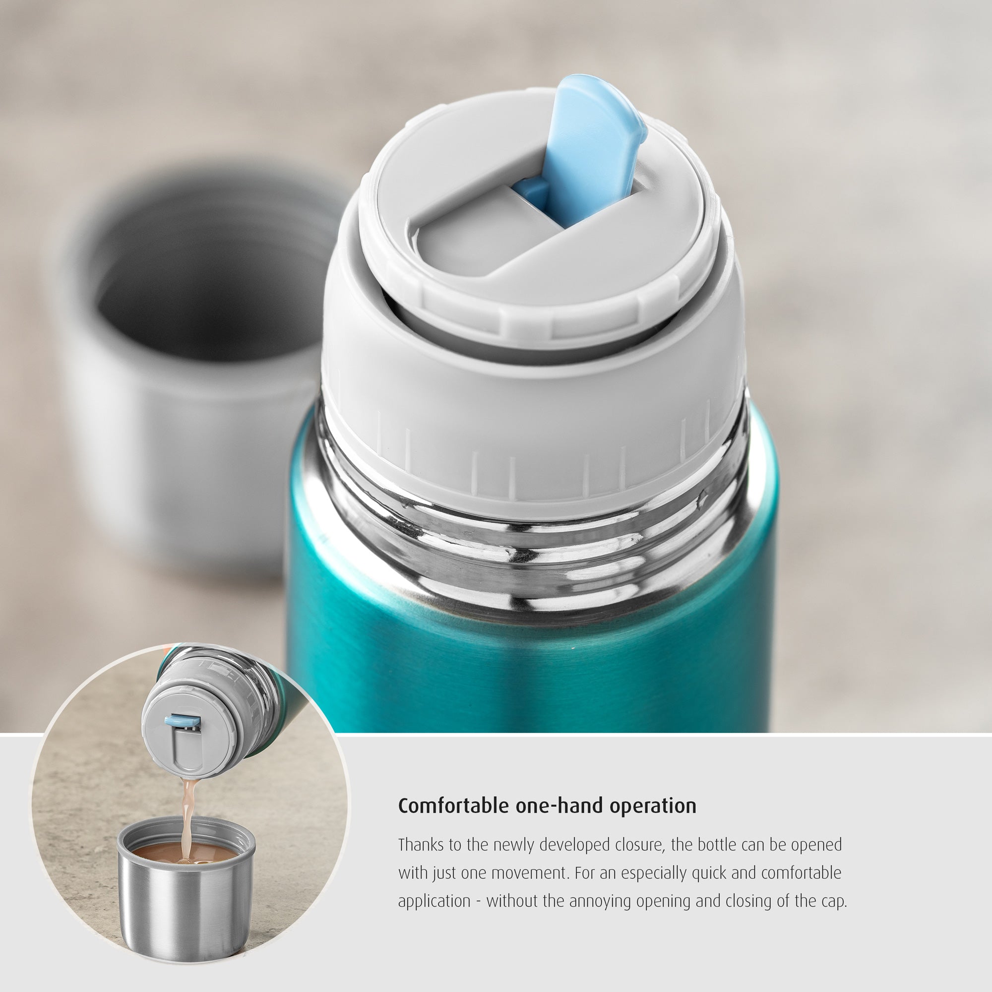 Reer Colour stainless steel vacuum bottle, 500 ml (Pacific blue)