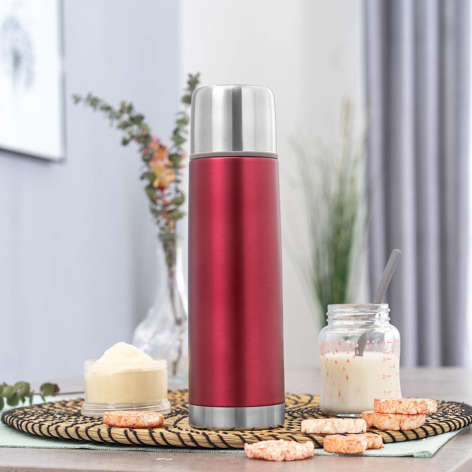 Reer Colour stainless steel vacuum bottle, 500 ml (Berry Red)