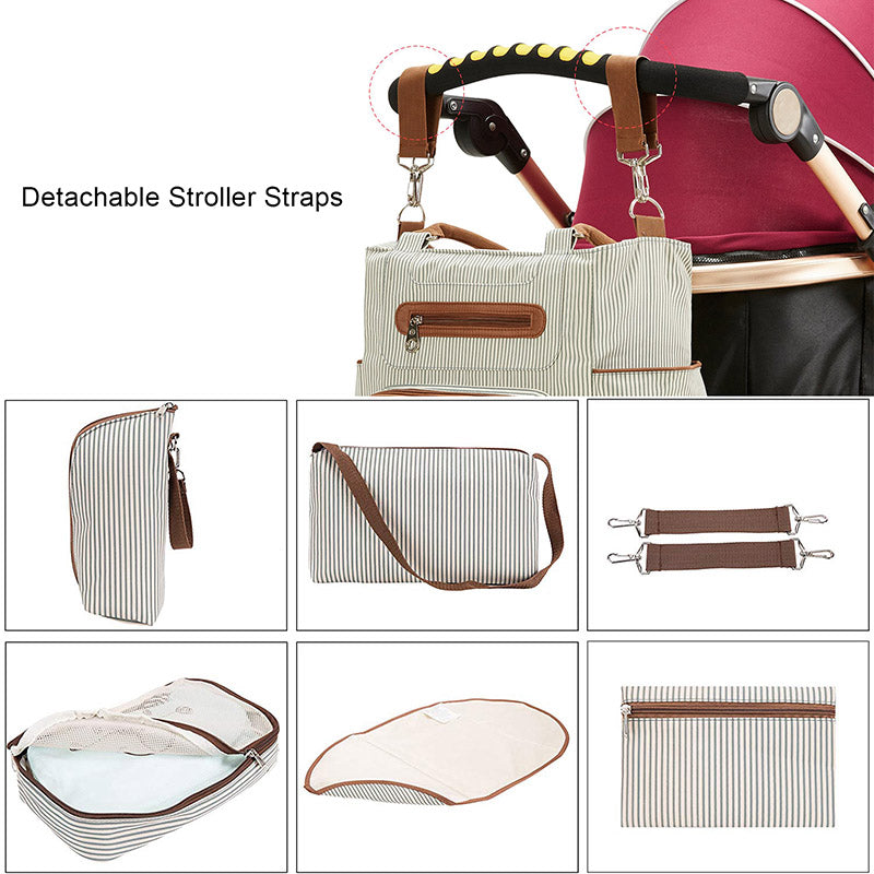 Little Story - Diaper Bag Set of 6 with Stroller Hooks (Ivory)