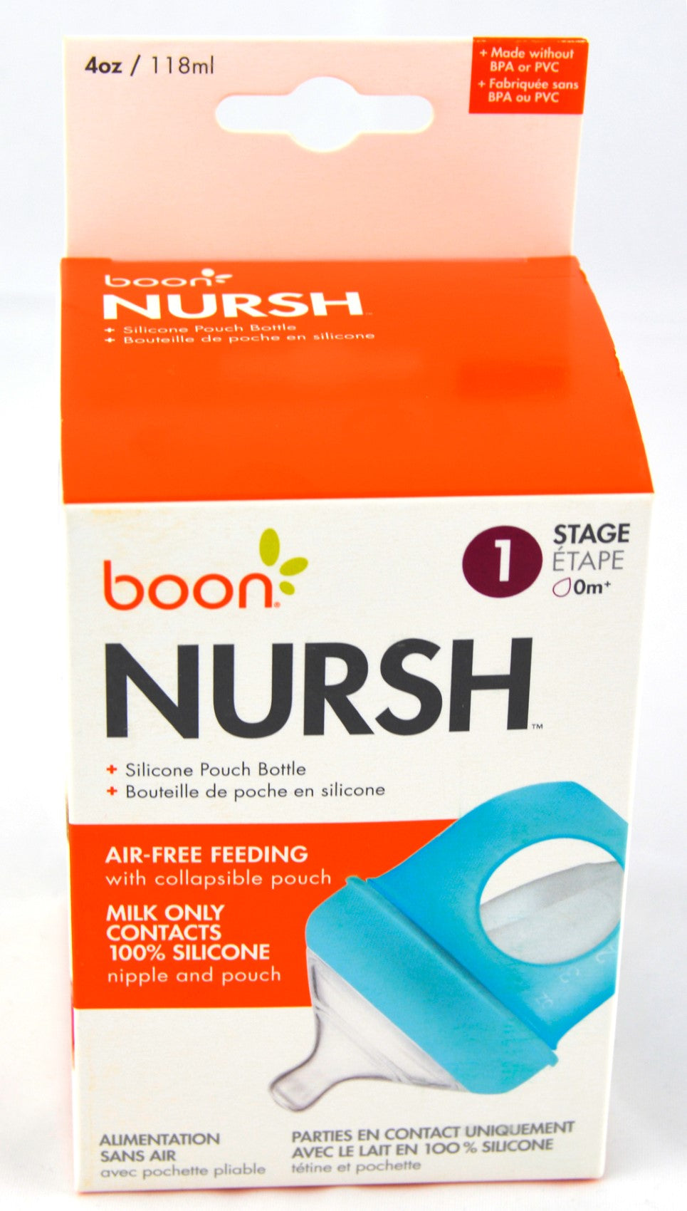 Boon -Nursh Silicone Pouch Bottle 4oz (Blue)