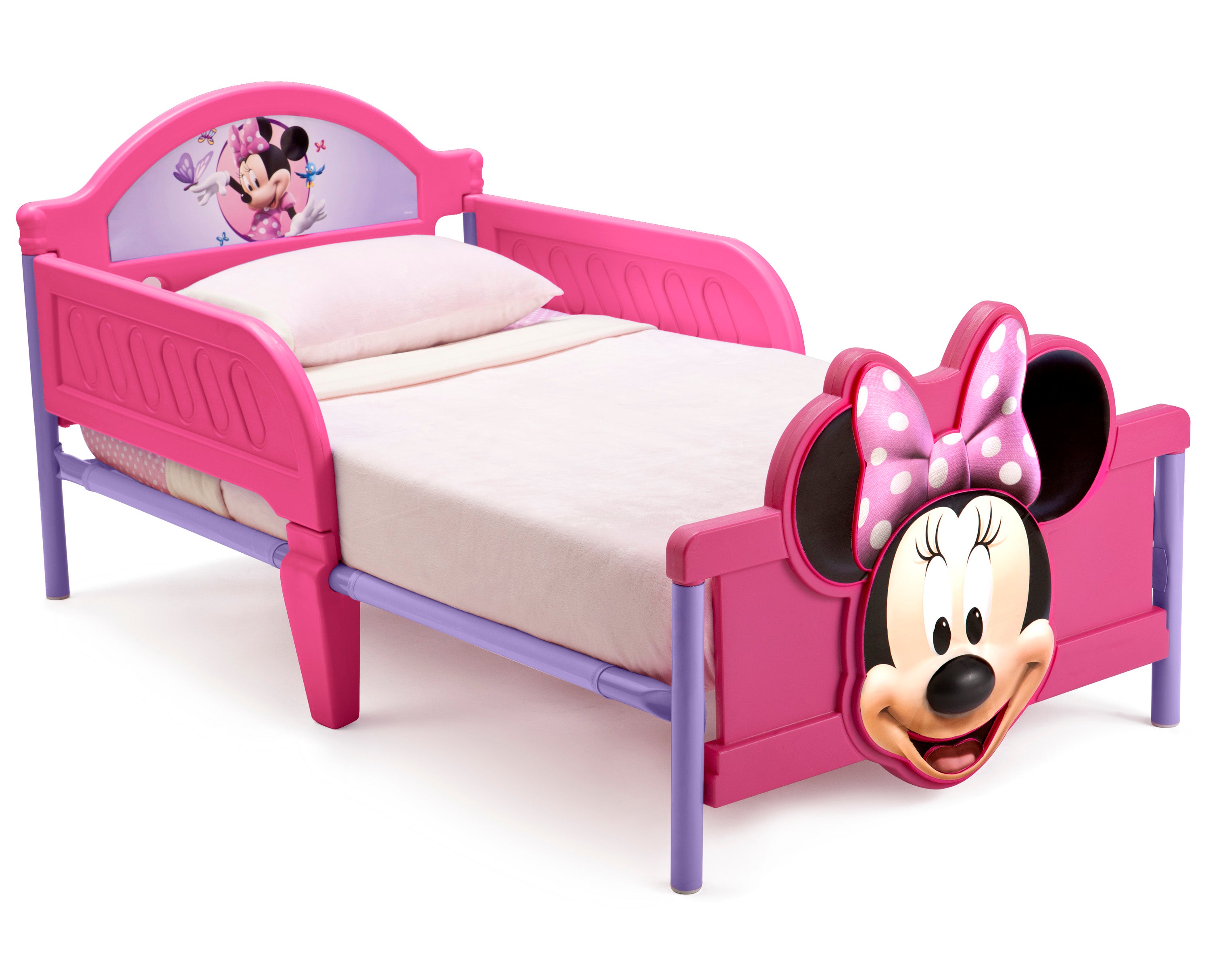 Delta Children - Minnie Mouse Plastic 3d Footboard Toddler Bed W/ Guardrail (Mattress Not Included)