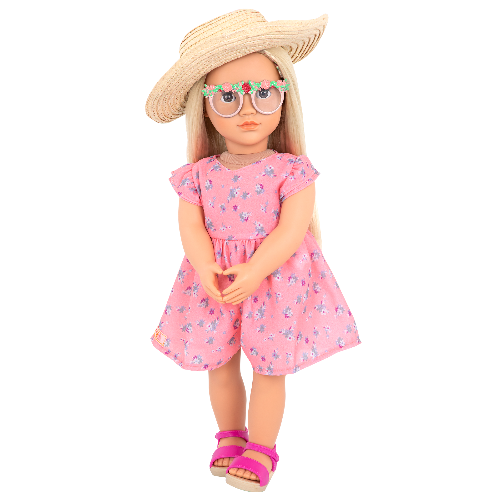 Doll With Floral Printed Dress & Sunhat, Dahlia