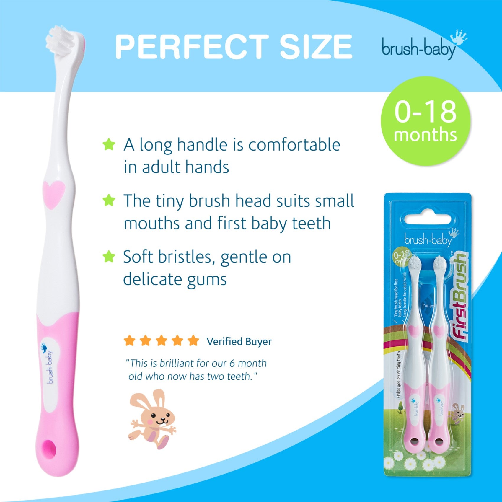 Brush-Baby First Brush (Mixed Colours, Pack of 2)