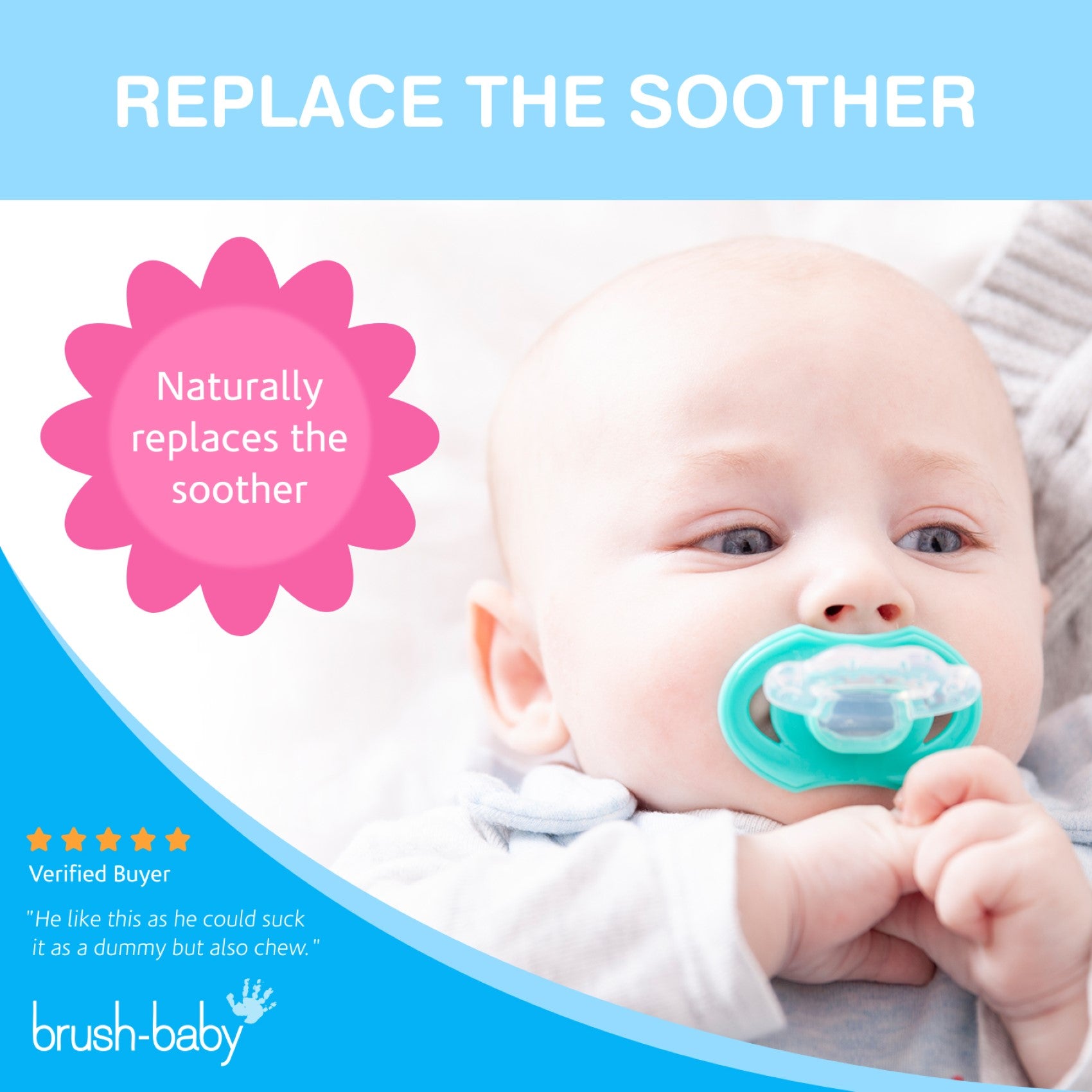 Brush-Baby Front-Ease Teether Teal