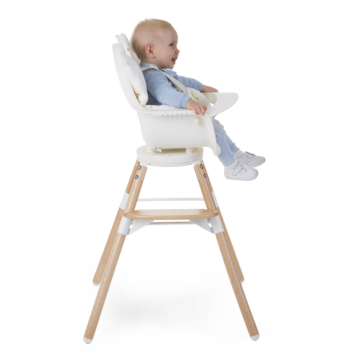 Childhome Evolu One 80° Chair 2-in-1 + Bumper (Natural, White)