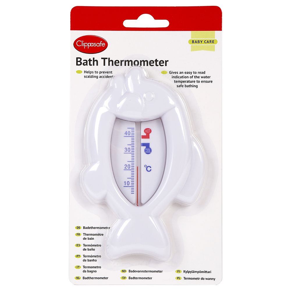 Clippasafe Bath Thermometer - Fish Shape (White)