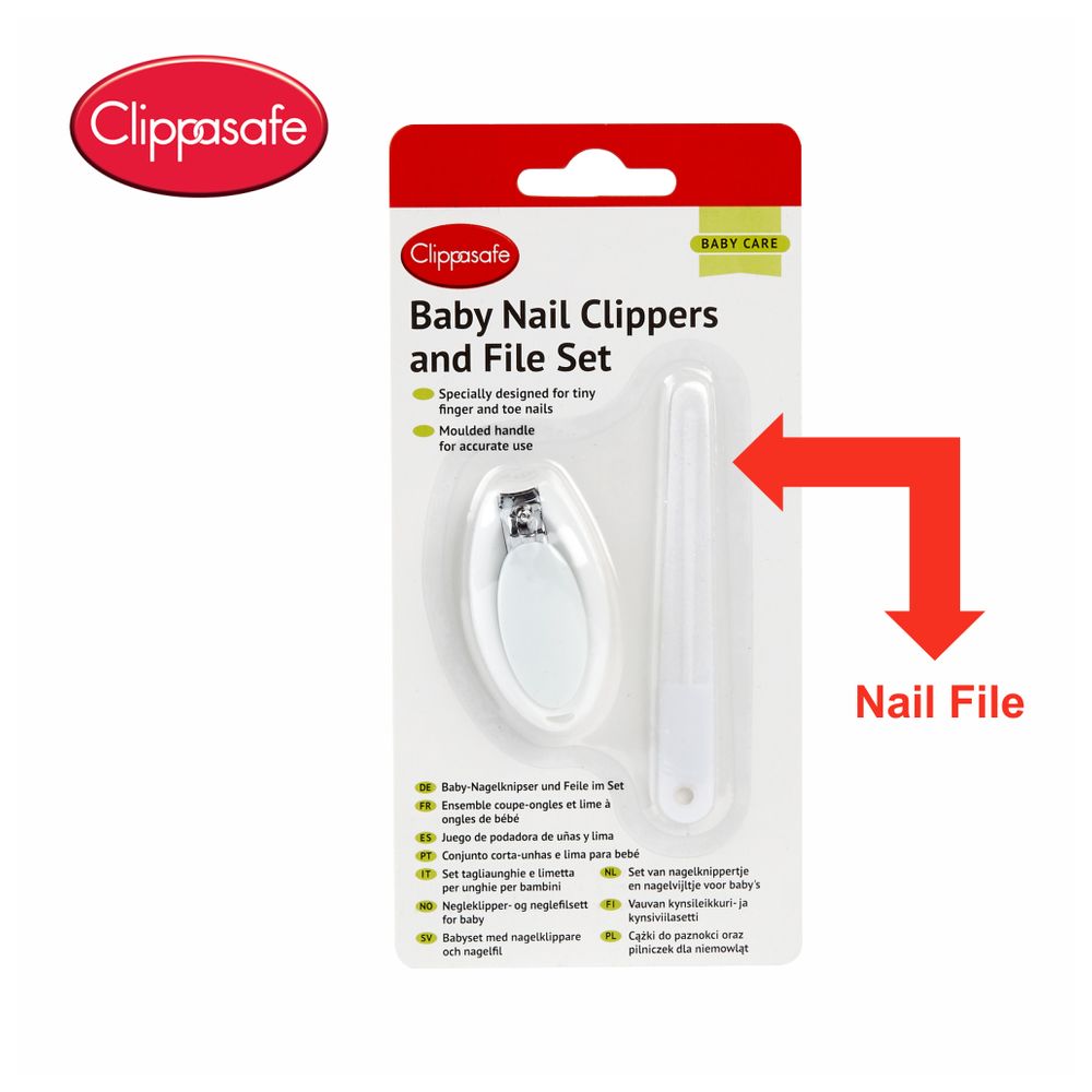 Clippasafe - Baby Nail Clippers & File Set (White)
