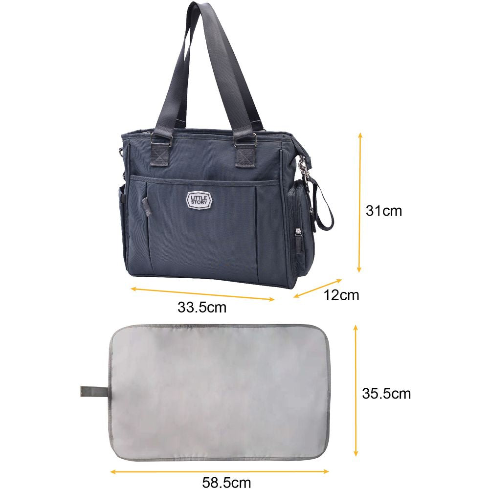 Teknum - 3 in 1 Story Pram Stroller and Diaper Bag Bundle (Space Grey)