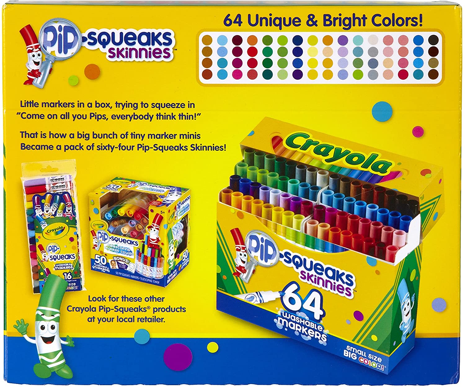 Crayola - Pip-Squeaks Skinnies 64 Washable Markers