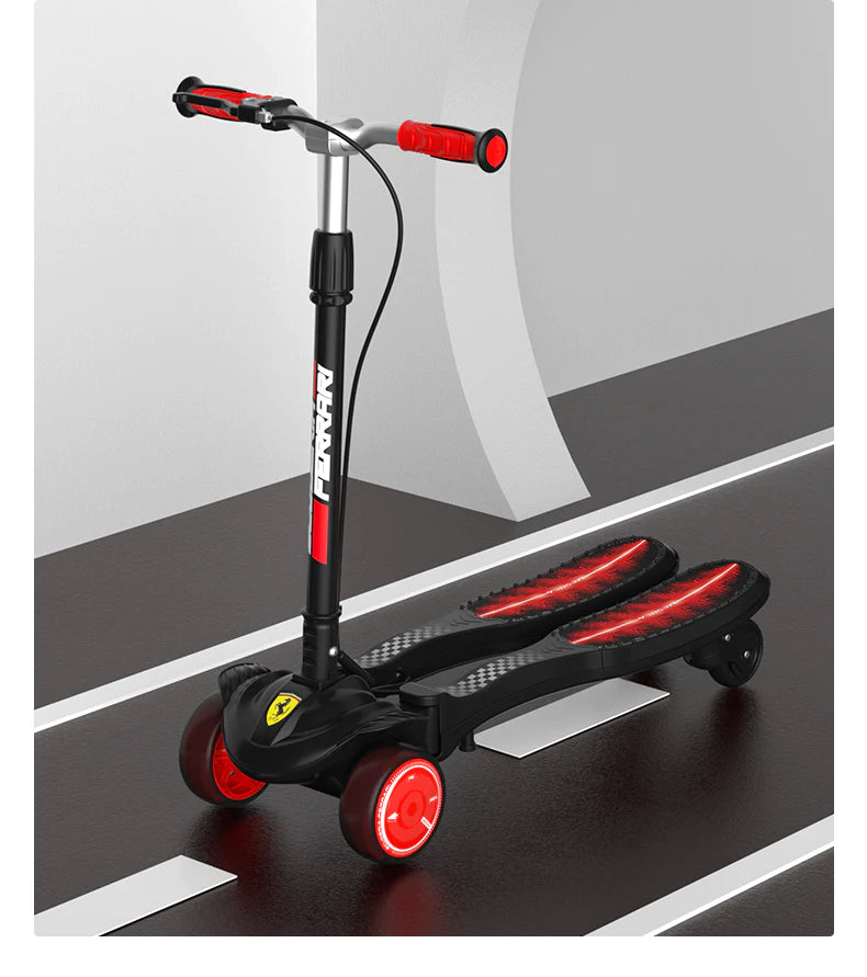 Ferrari - Frog Scooter For Kids With Adjustable Height (Black)