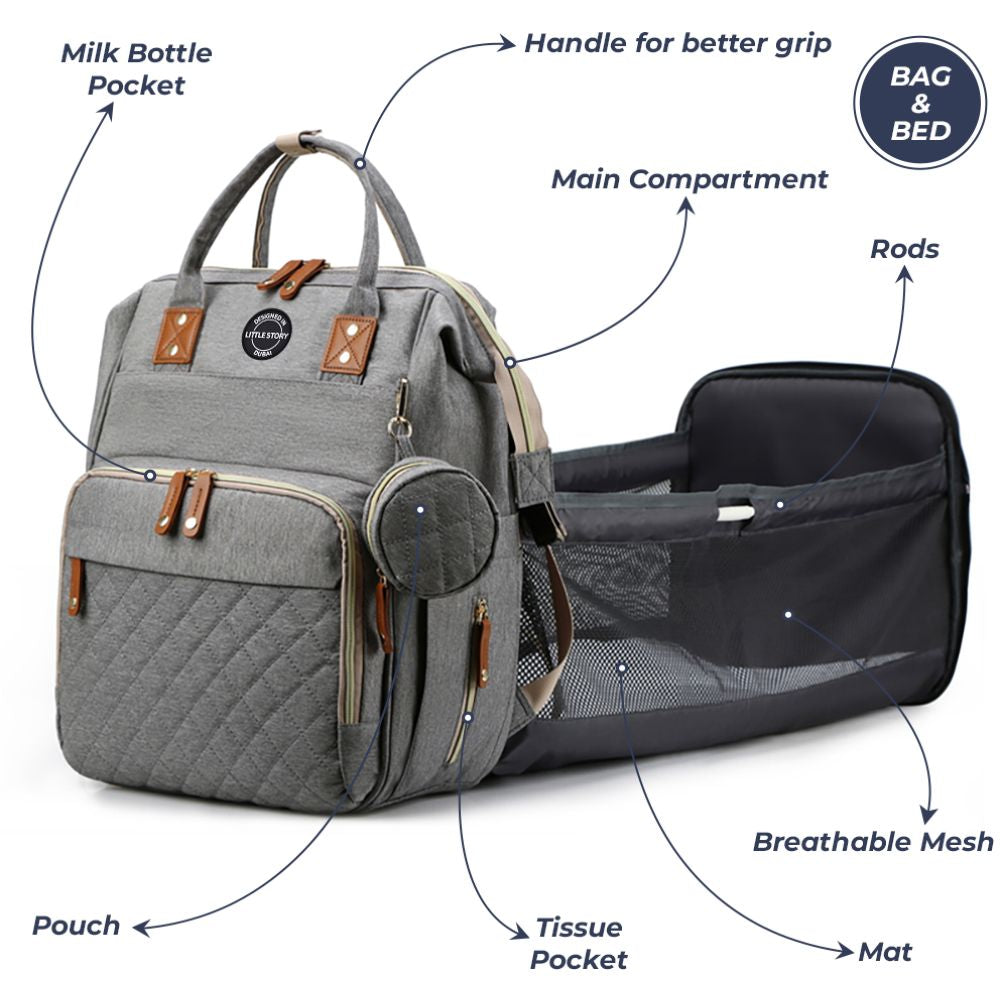Little Story - Diaper Bag with Pacifier Pouch (Grey)