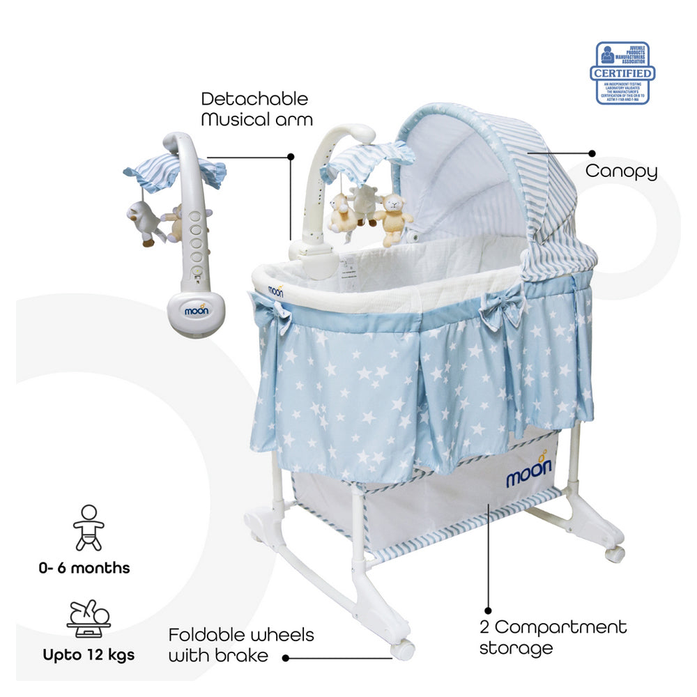 Moon Soffy - 4 In 1 Convertible Cradle (Blue Star)