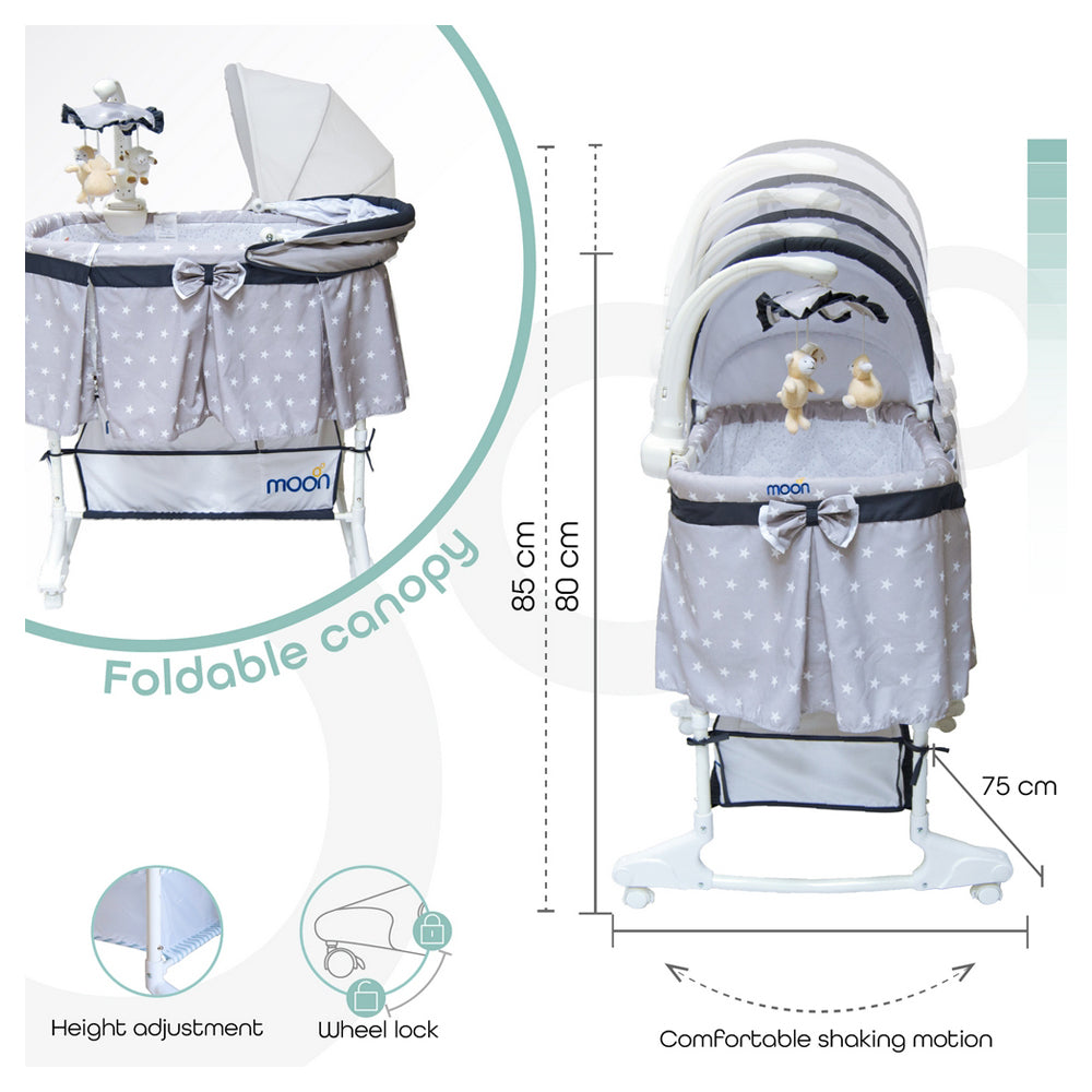 Moon Soffy - 4 In 1 Convertible Cradle (Grey Star)