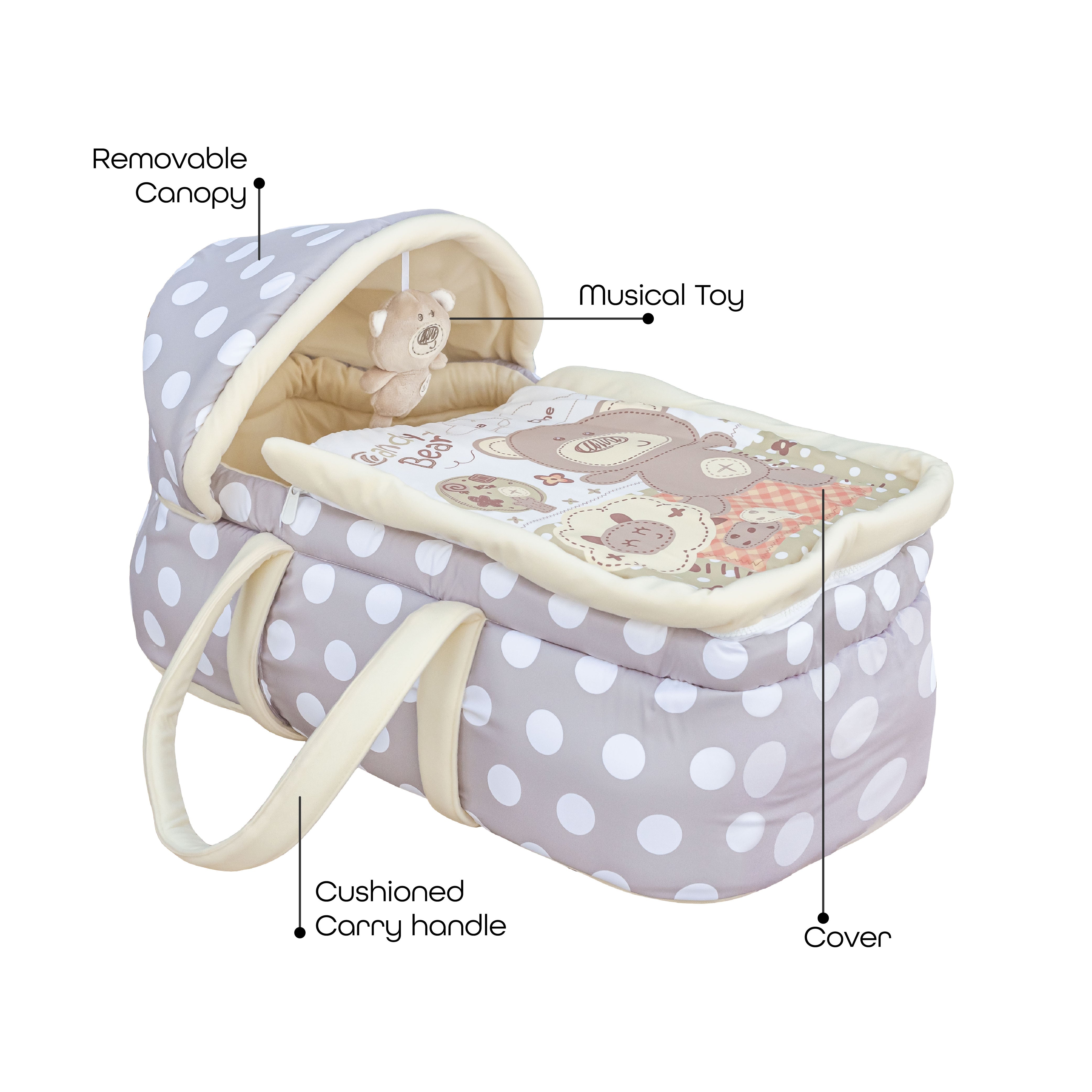 Moon - Moses Basket, Travel Carrycot - Candy Bear