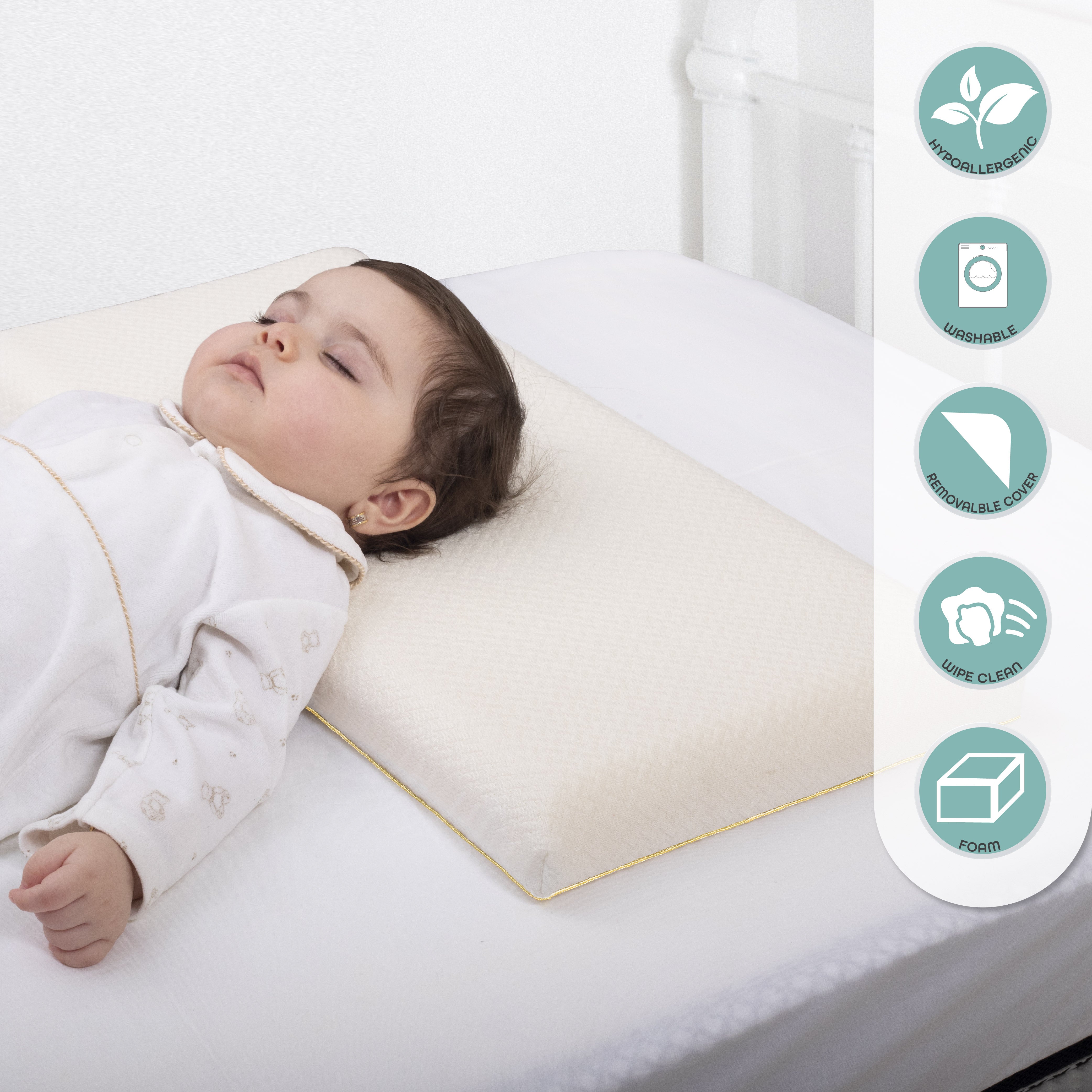Moon - Organic First Baby Pillow (White)