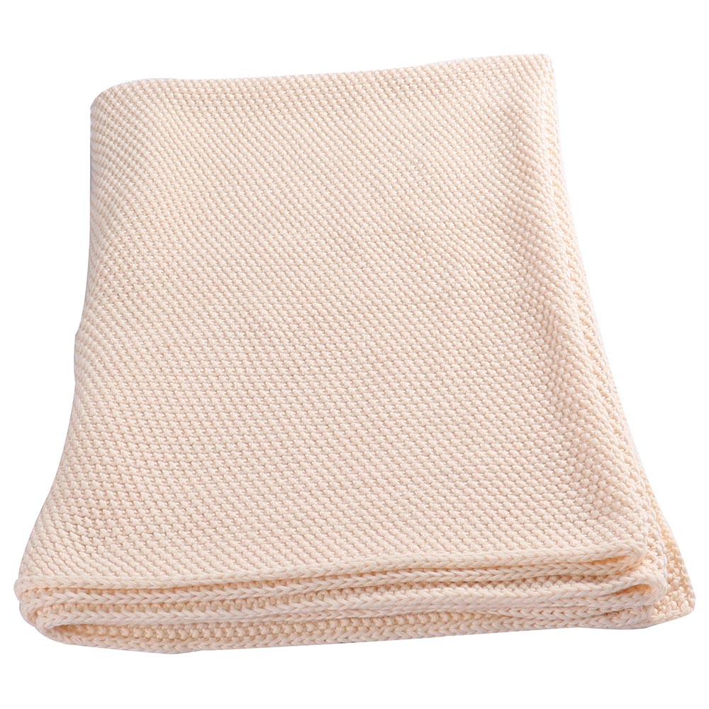 Moon - Plush 100% Cotton Cellular Baby Blanket 80x110cm - (Beige)