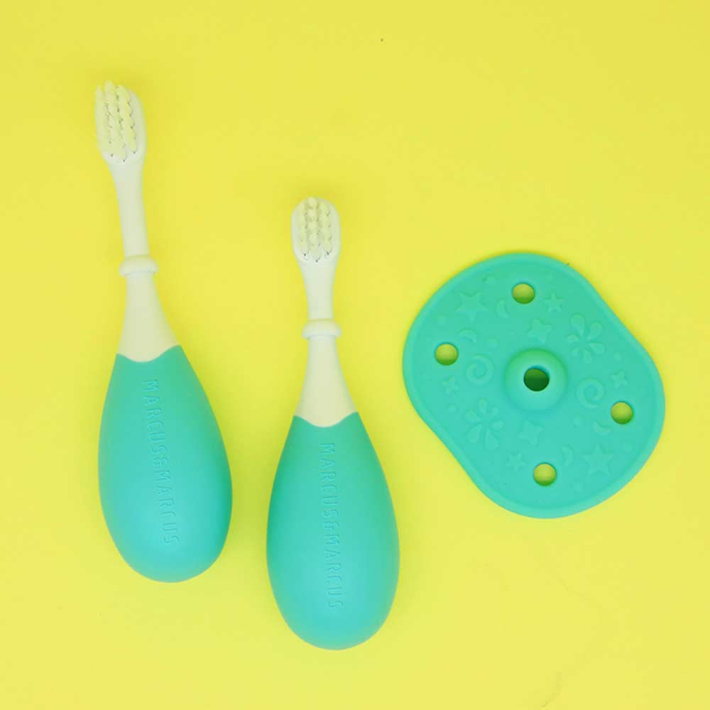 Marcus & Marcus 3-Stage Palm Grasp Toothbrush Brush Set (Blue)