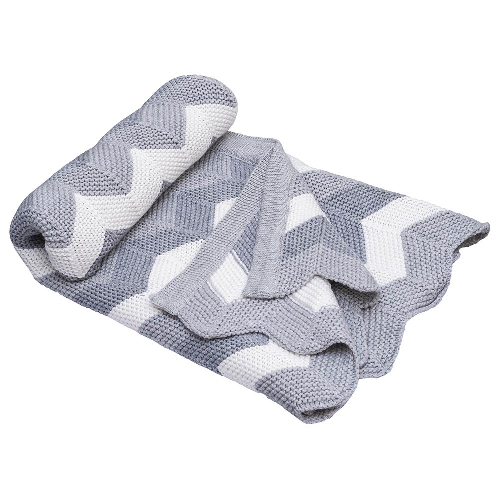 Moon Snugly 100% Cotton Knitted Baby Blanket (Grey)