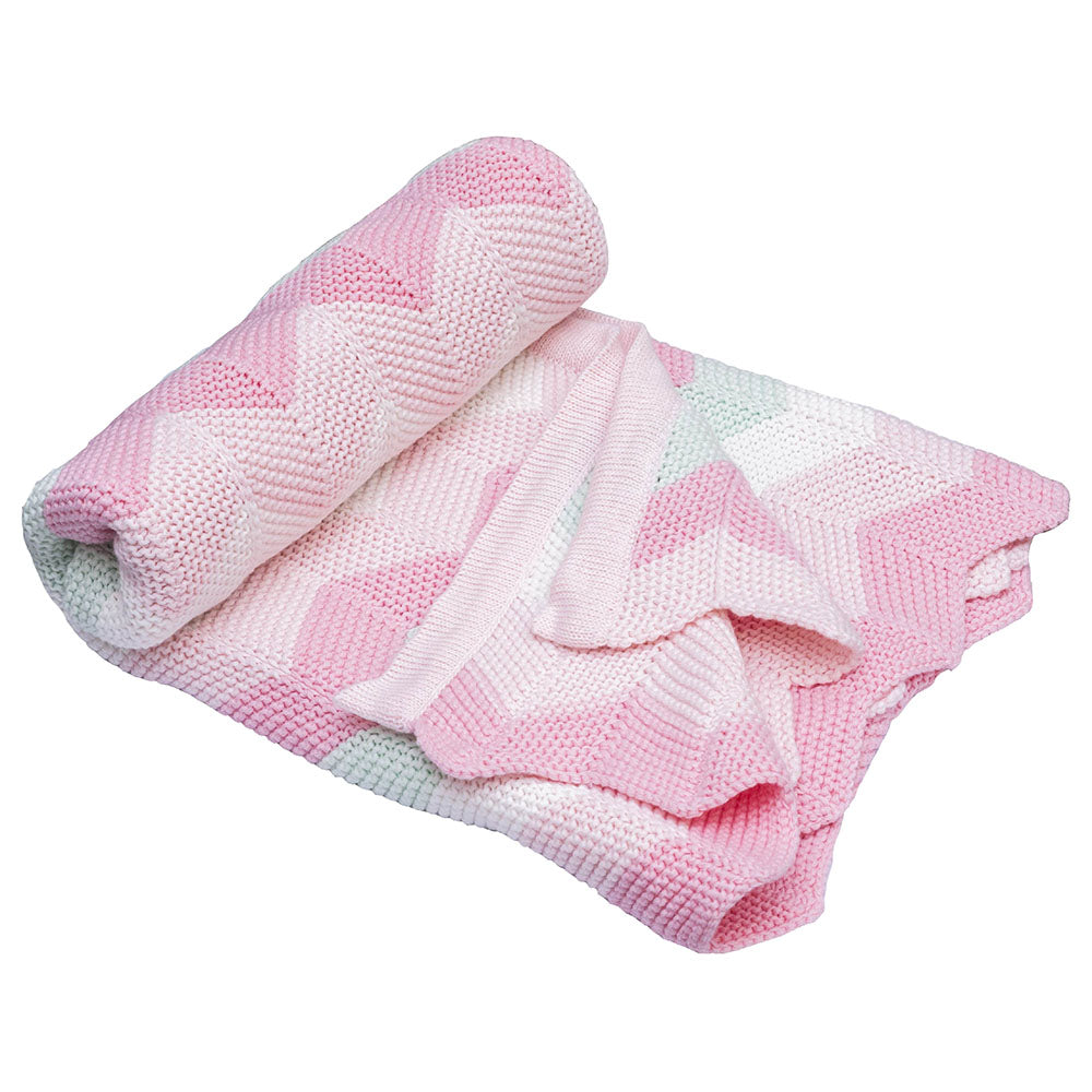Moon Snugly 100% Cotton Knitted Baby Blanket (Pink)
