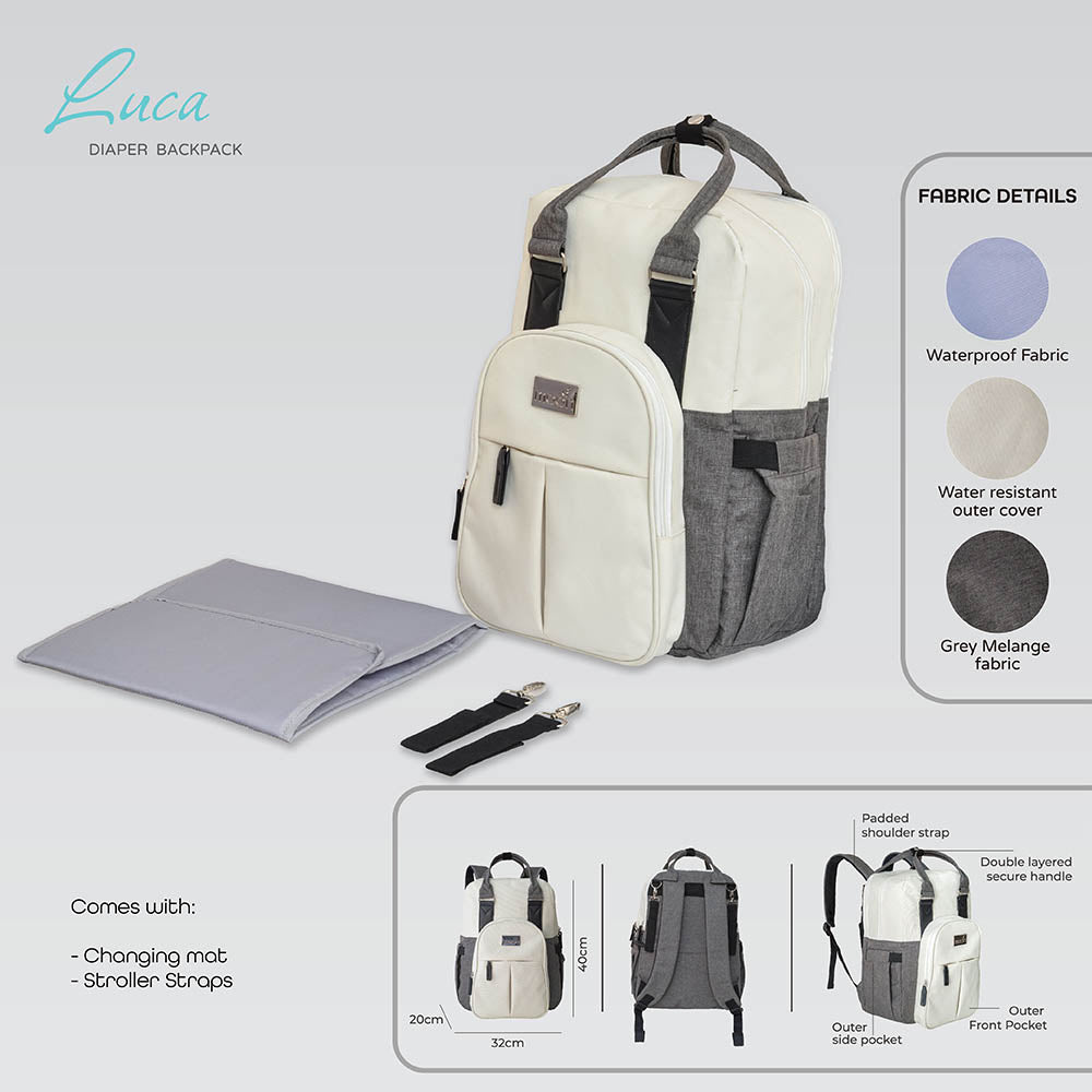 Moon - Luca Diaper Backpack (Grey Melange)