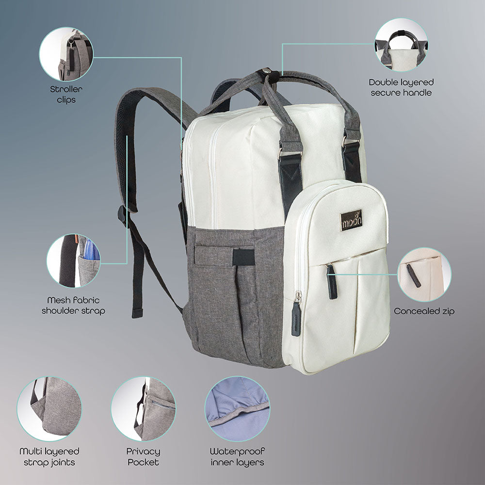 Moon - Luca Diaper Backpack (Grey Melange)