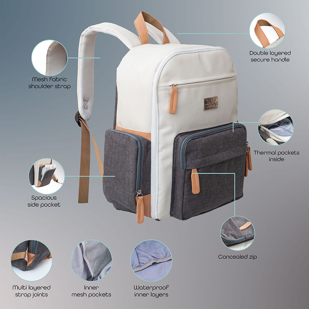 Moon - Rocco Diaper Backpack (Grey Melange)