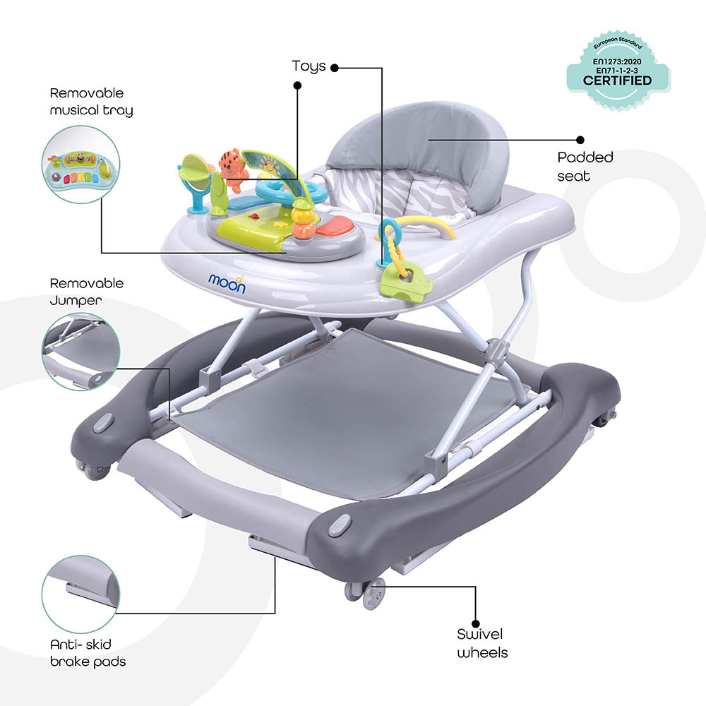 Moon - Crusie 4-in-1 Walker With Music Box (Grey)