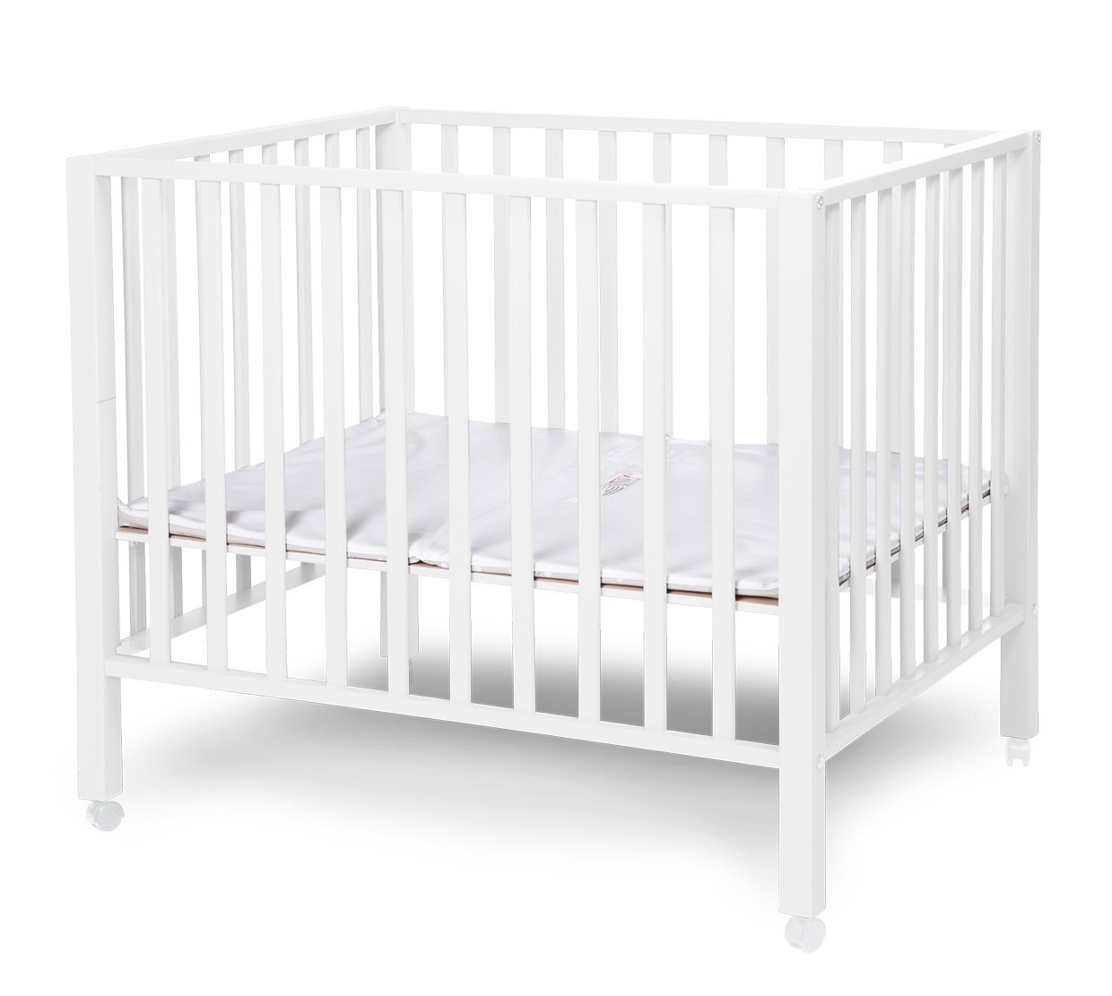 Childhome Playpen Beech 94 with Wheels 75x95 cm (White)