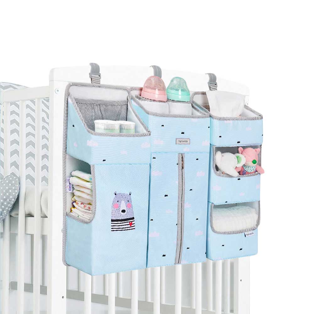Sunveno - Baby Bedside Portable Crib Organizer (Blue)