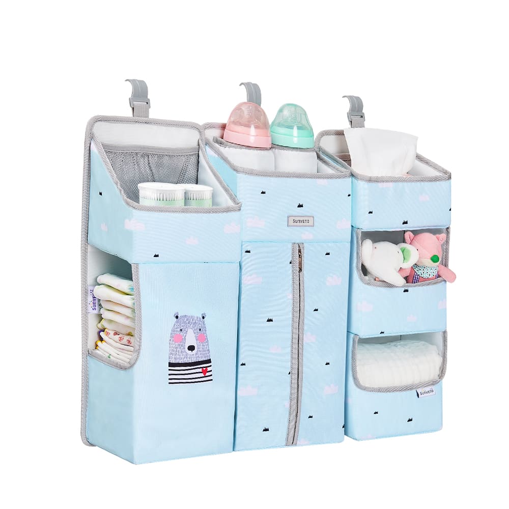 Sunveno - Baby Bedside Portable Crib Organizer (Blue)