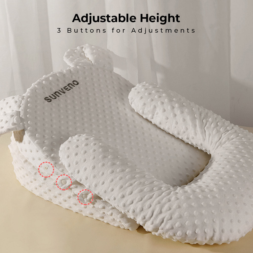 Sunveno - Portable Baby Anti-spill Milk U Shape Pillow with 10 &15 Degree Slope Pad