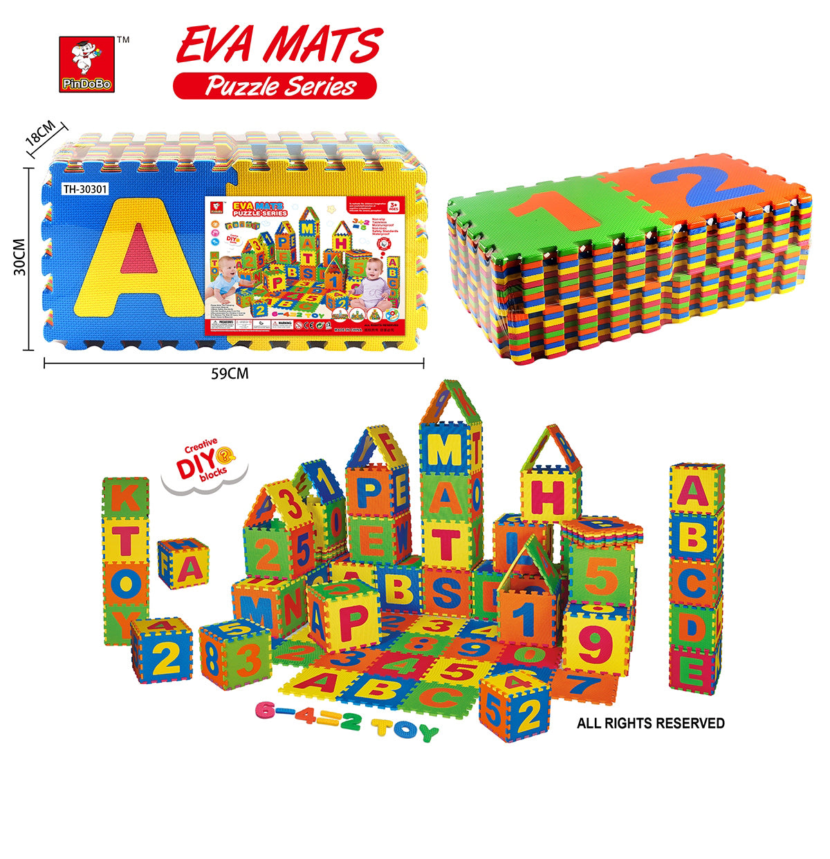EVA English letters and numbers floor mat puzzle 36pcs