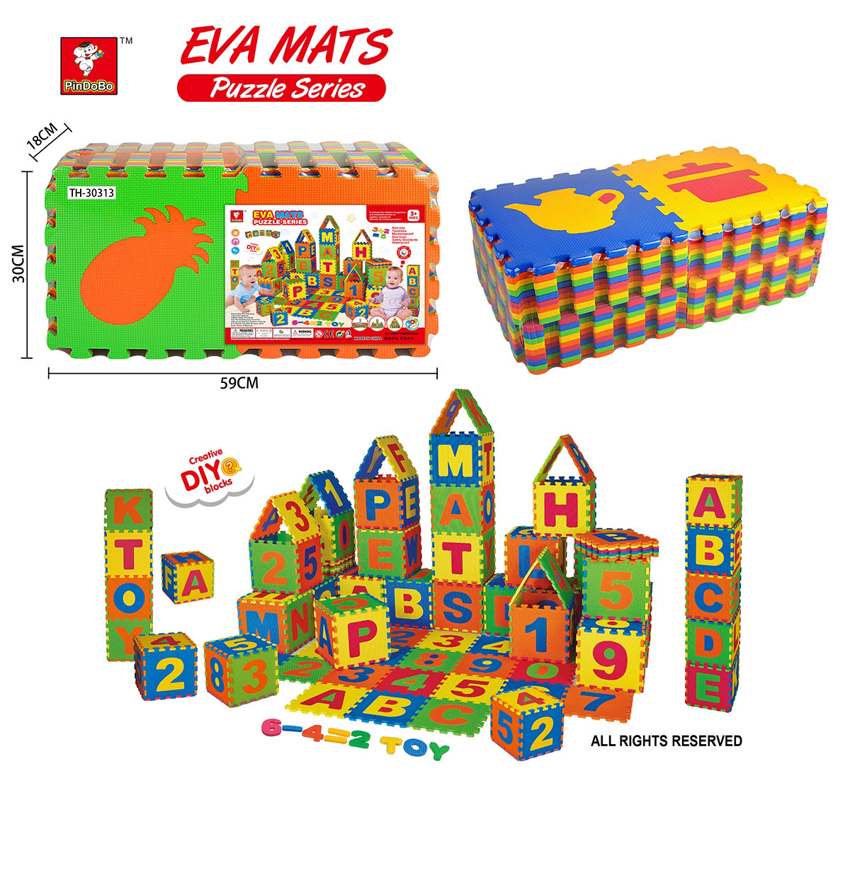 EVA fruit tableware floor mat puzzle 36pcs