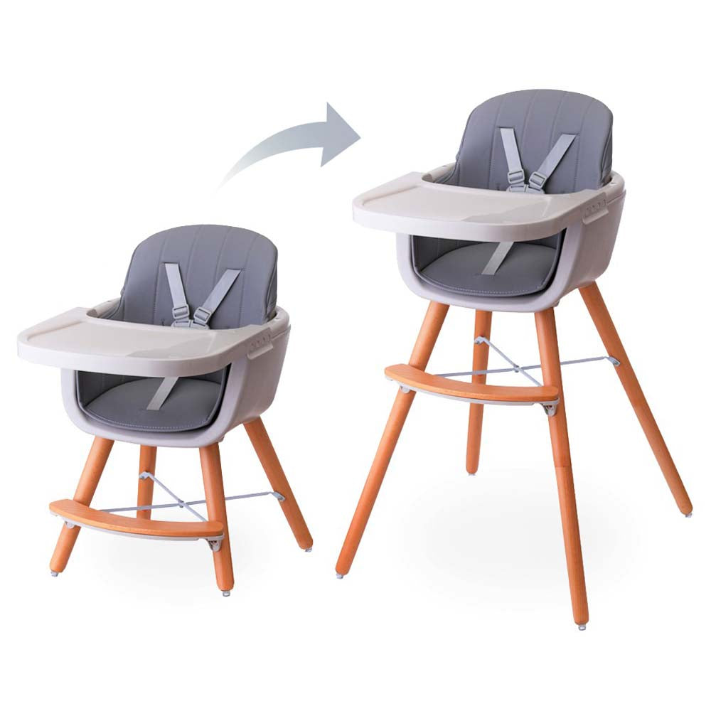 Teknum - Premium Dual Height Wooden High Chair (Grey)