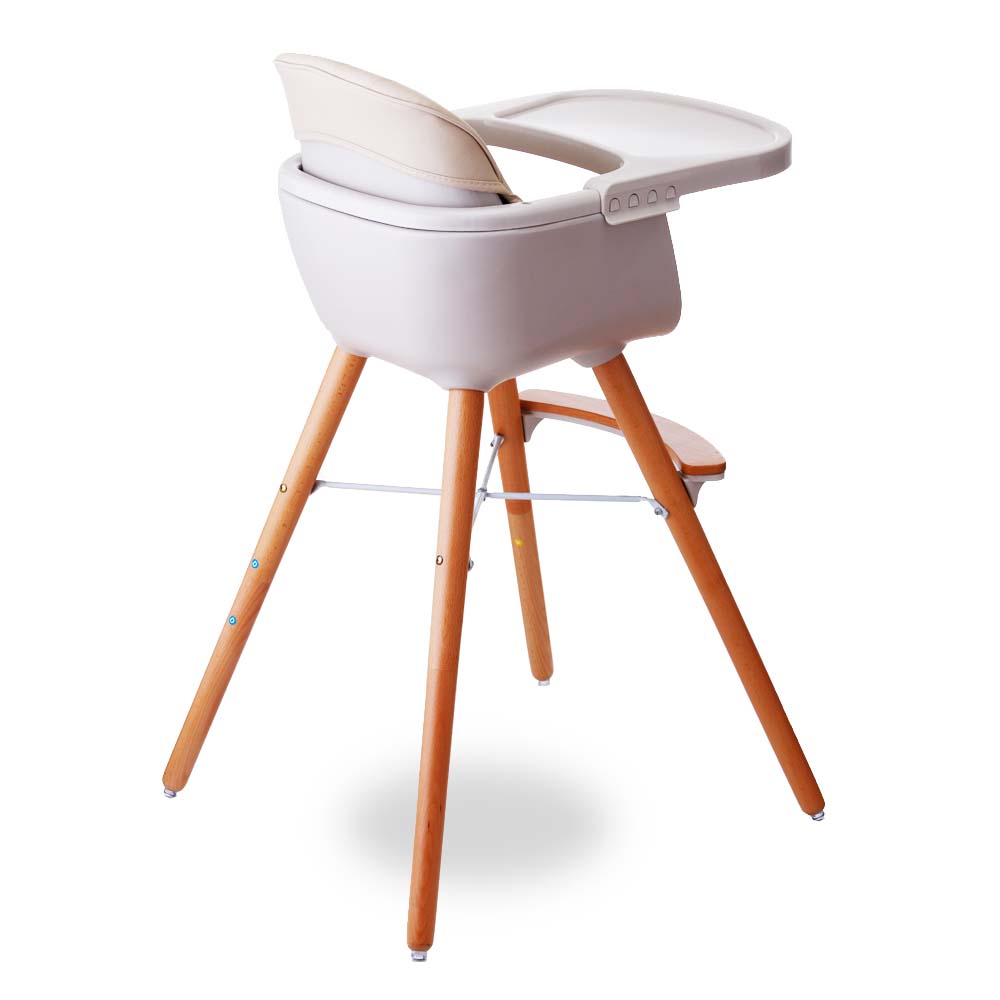 Teknum - Premium Dual Height Wooden High Chair (Ivory)