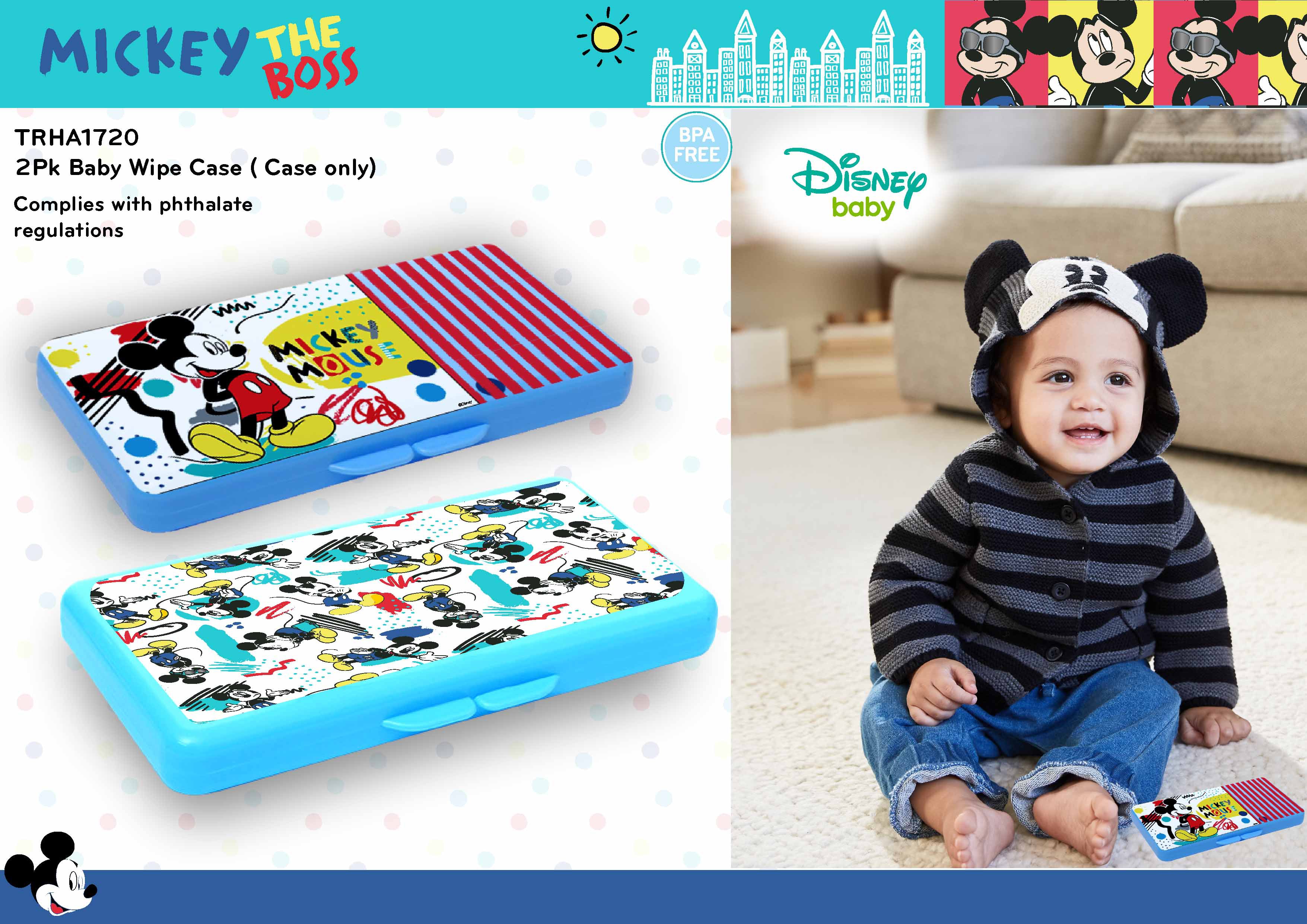Disney - Mickey Mouse Baby Wipe Case (Blue)