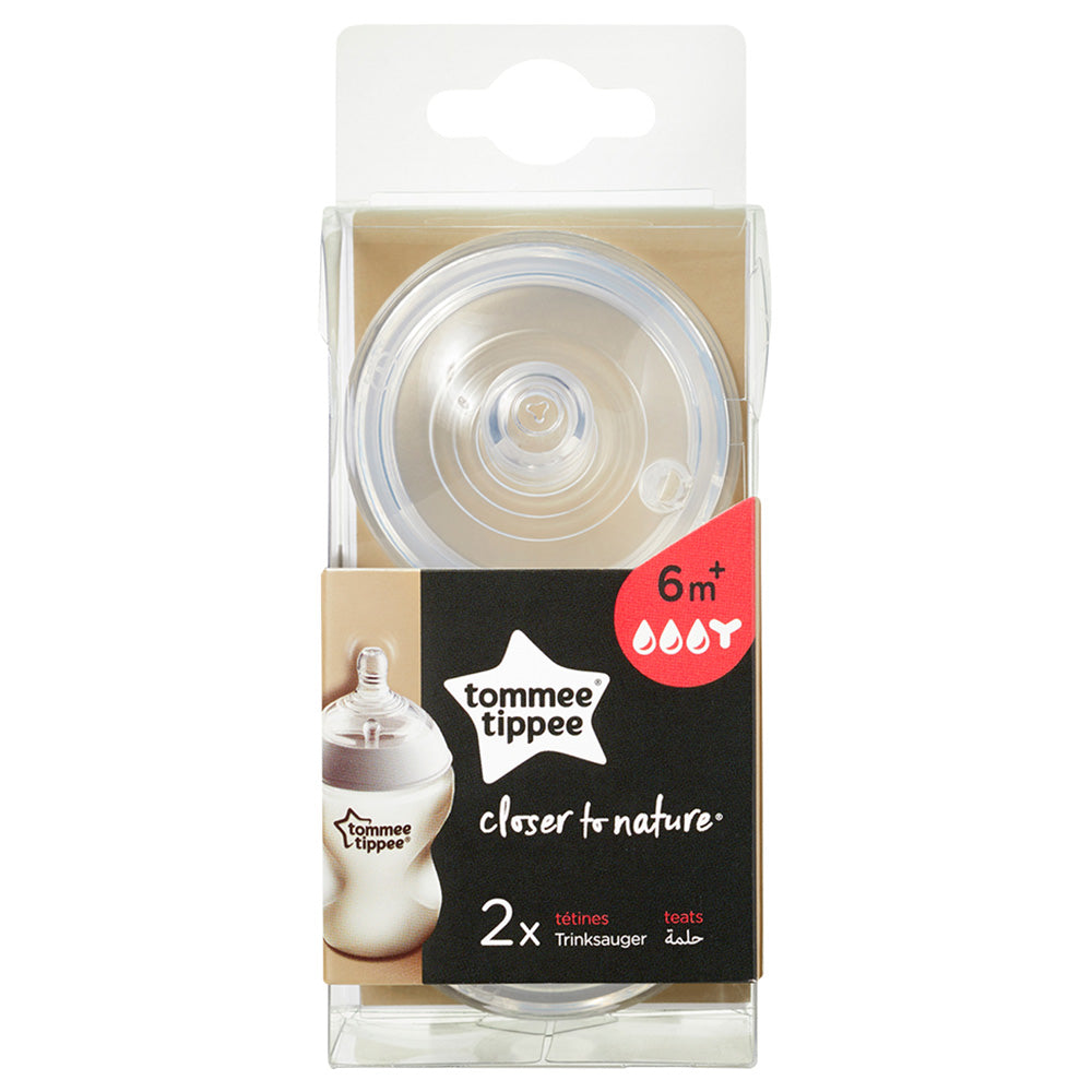 حلمات رضاعة سميكة أقرب إلى الطبيعة من تومي تيبي، 6 أشهر فما فوق (عبوة من قطعتين) حلمات رضاعة سميكة أقرب إلى الطبيعة من تومي تيبي، 6 أشهر فما فوق (عبوة من قطعتين)