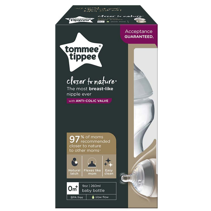 Tommee Tippee Closer to Nature Feeding Bottle, 260ml x 1 (Clear)