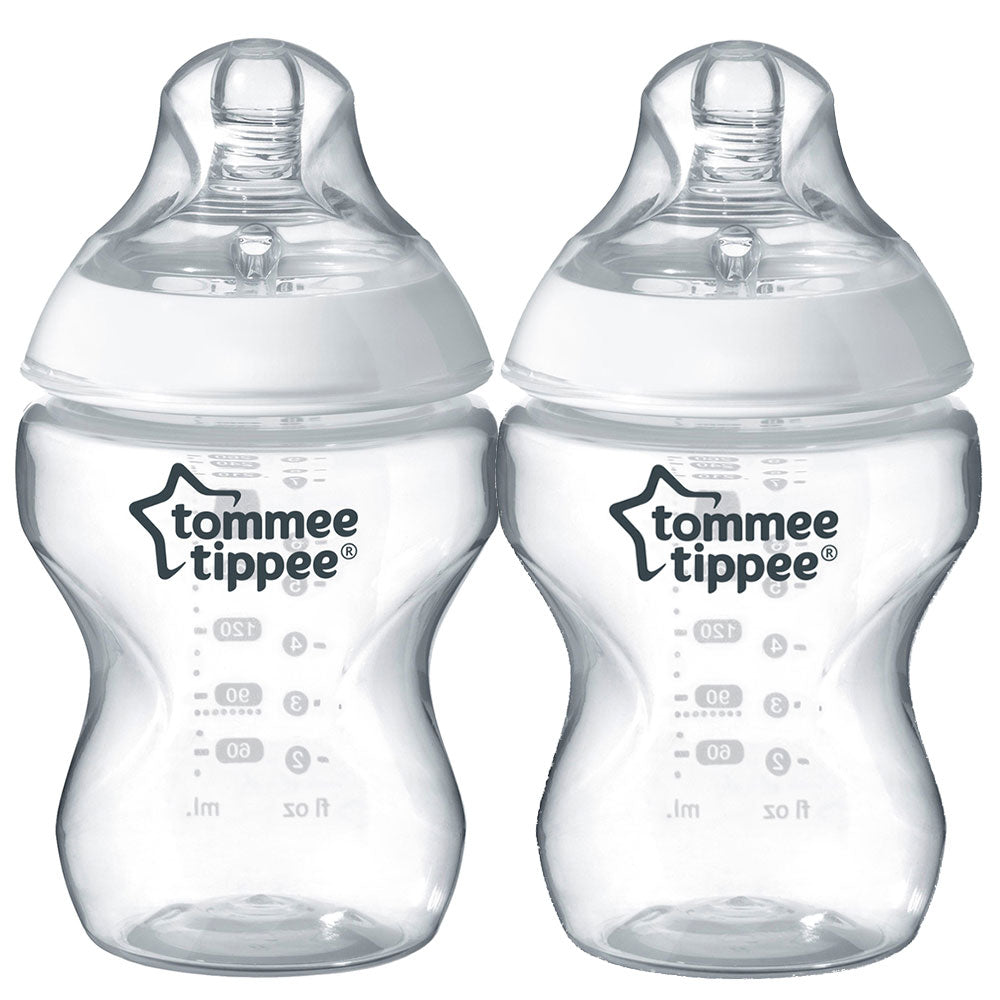 Tommee Tippee Closer to Nature Feeding Bottle, 260ml x 2  (Clear)