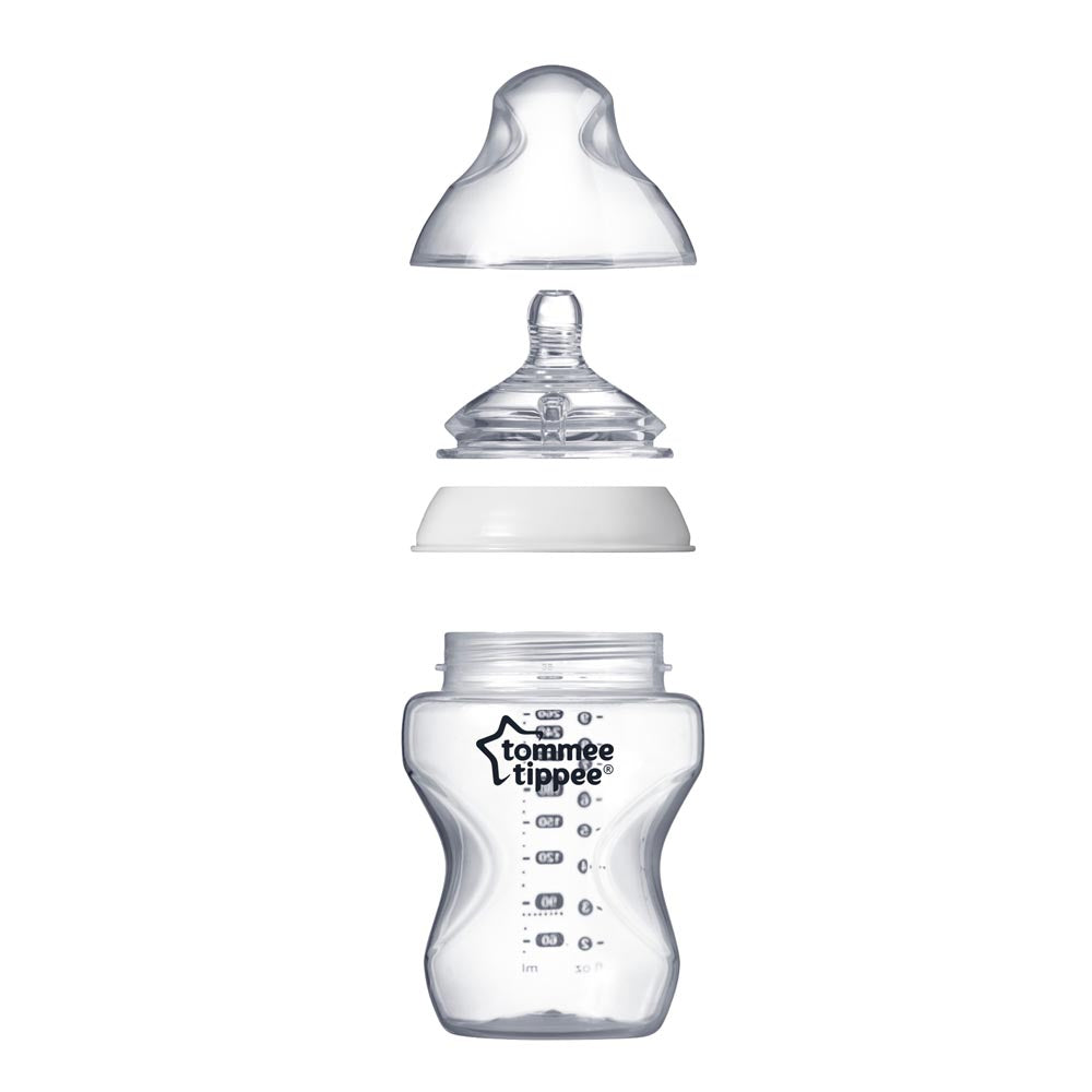 Tommee Tippee Closer to Nature Feeding Bottle, 260ml x 2  (Clear)