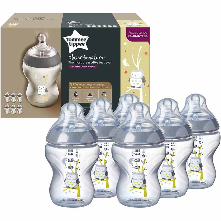 Tommee Tippee Closer to Nature Feeding Bottle, 260ml x 6 (Clear)