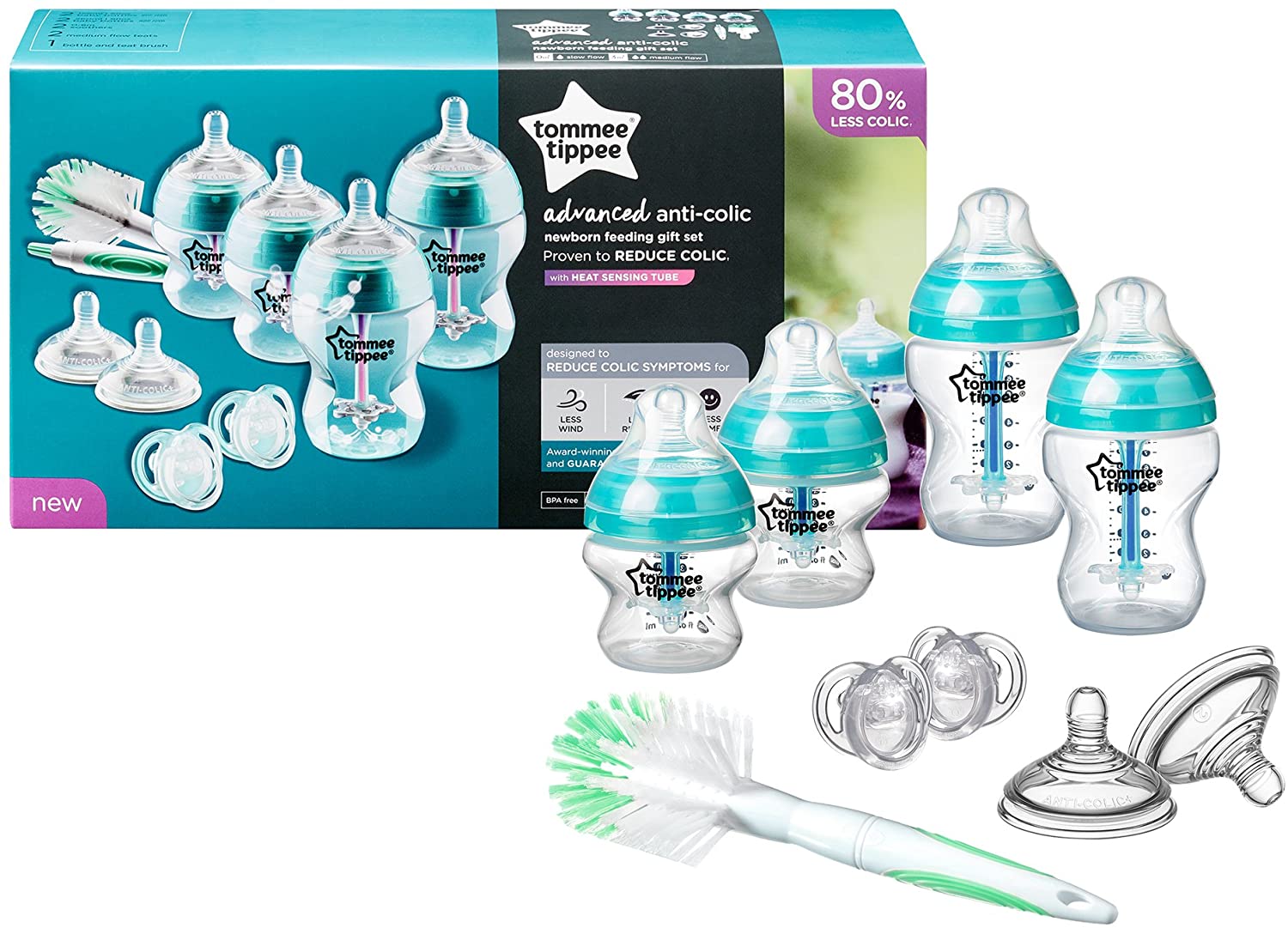 Tommee Tippee Advanced Anti-Colic Feeding Bottle Kit, Starter Set (Blue)