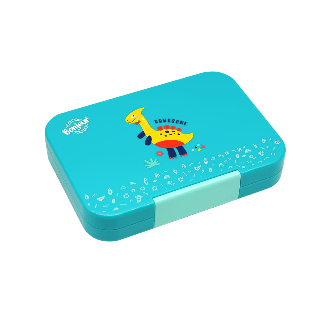 Bonjour Snax Box Uni Clip Bento Mini Lunch Box 6/4 Compartments (Green Dino)