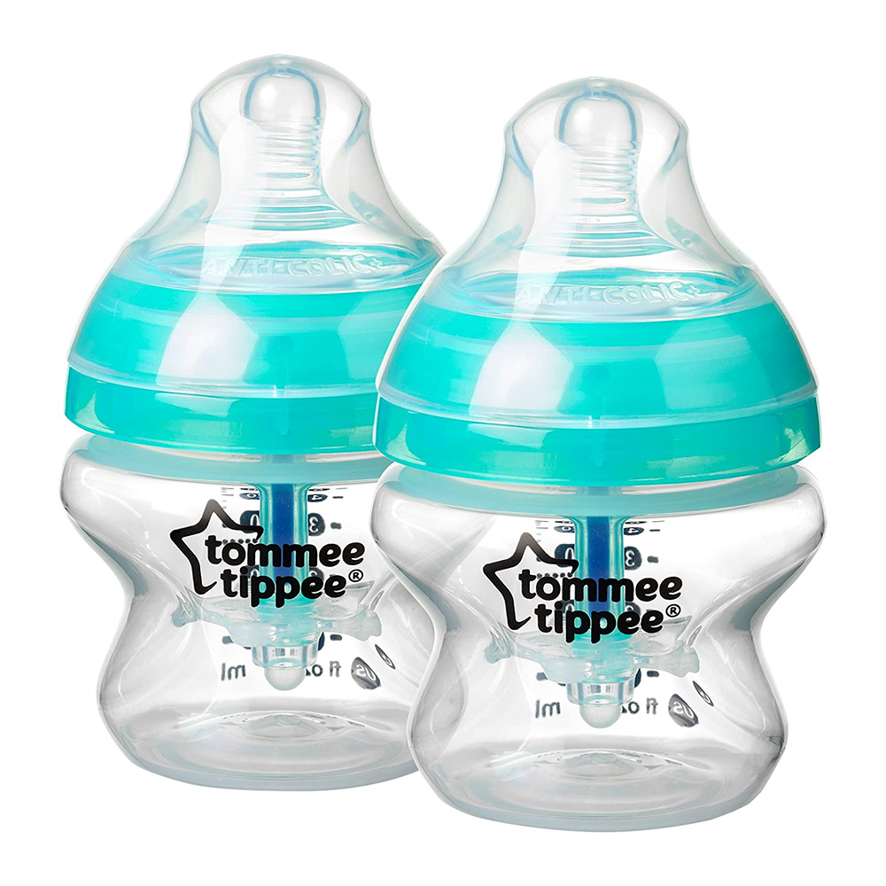 Tommee Tippee Advanced Anti-Colic Feeding Bottle, Slow Flow, 150ml x2 - Blue