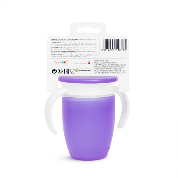 Munchkin - Miracle 360 Trainer Cup with Lid 7oz (Purple)